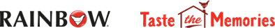 Rainbow Chicken's "Taste the Memories" logo duo